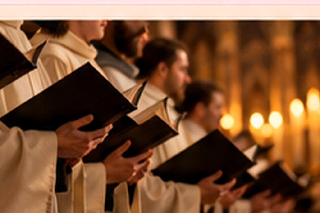 Monastic singers in a candlelit choral procession
